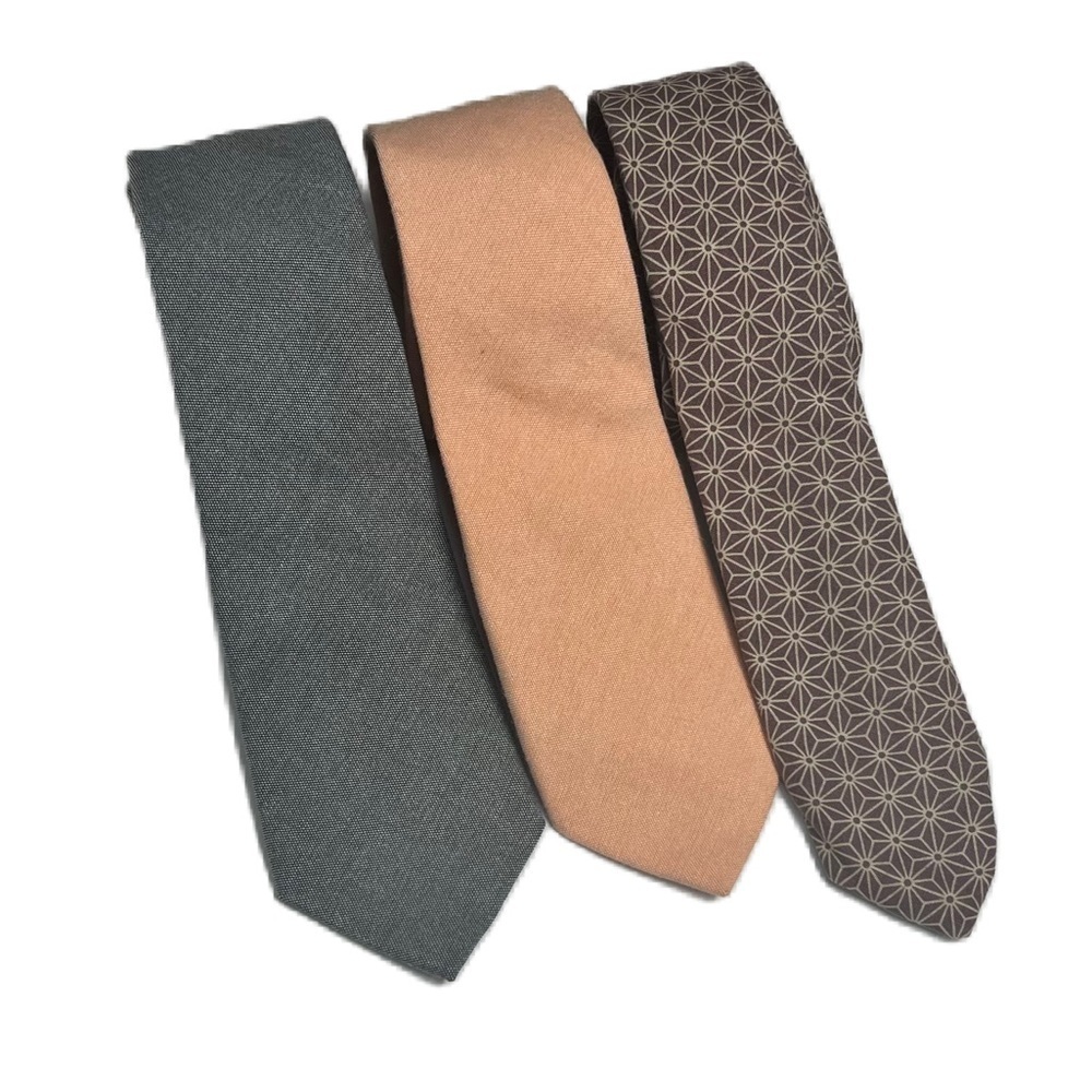 Tied boys Tie bundle of 3 spring peach gray pattern
